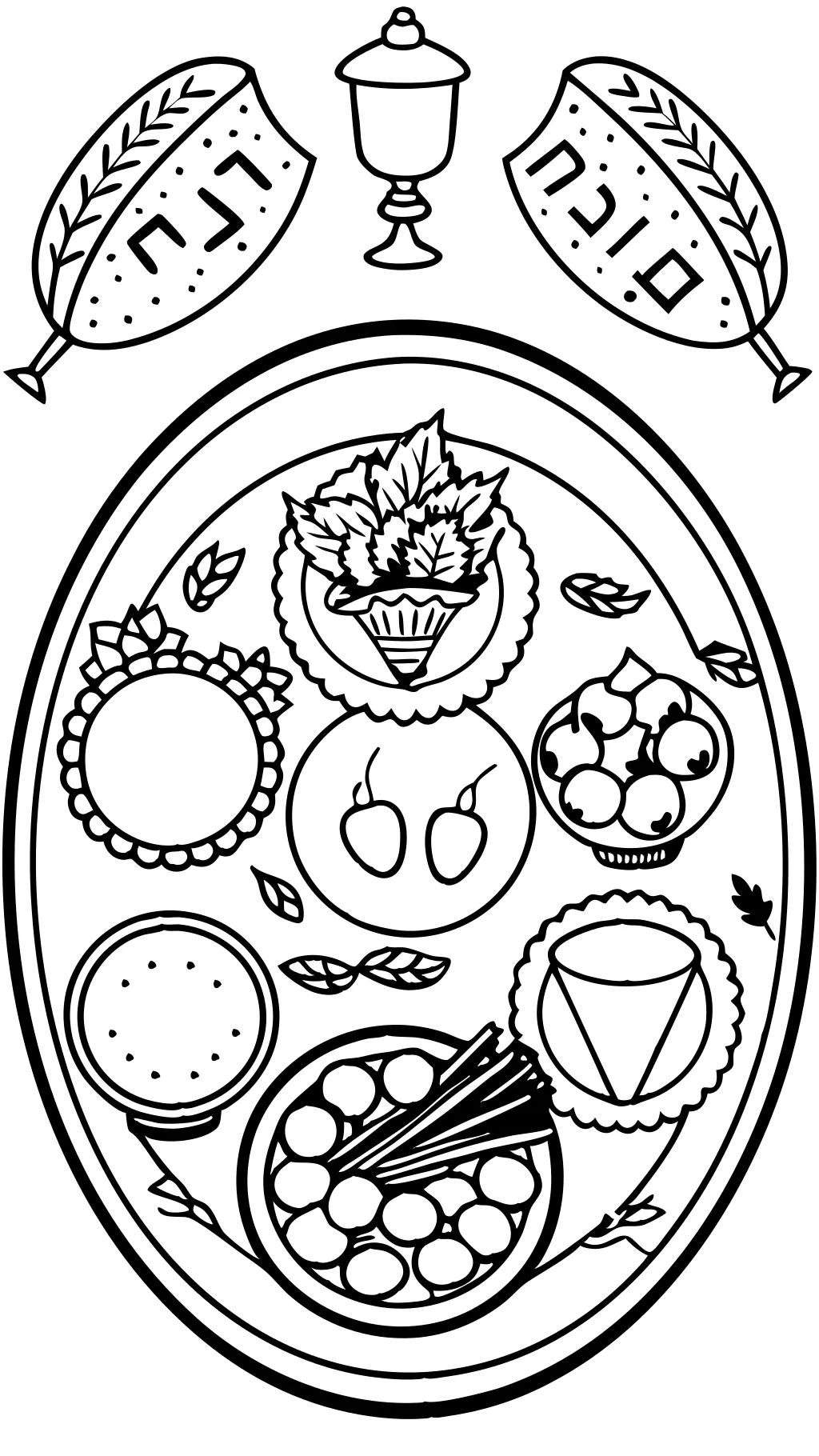 coloriage de plaque de seder de la Pâque